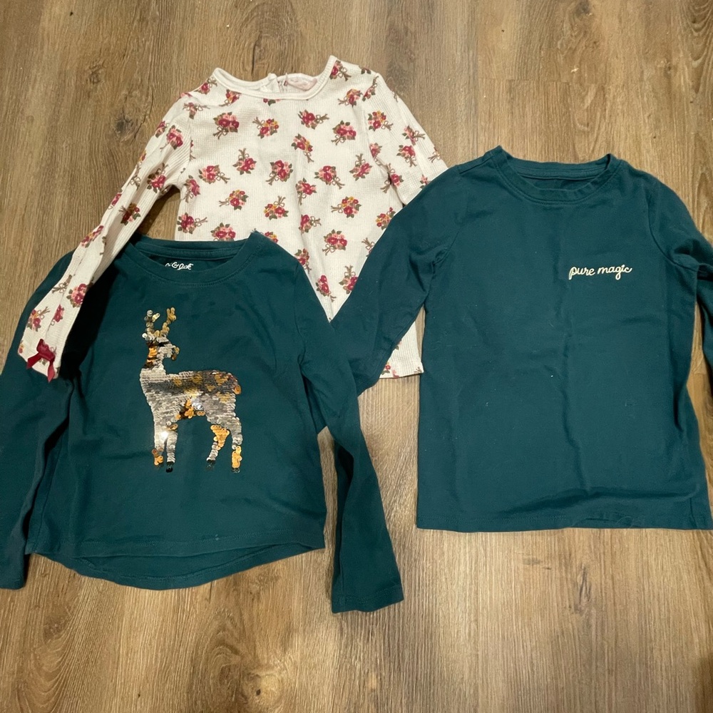 Floral and Teal Long Sleeve Shirts Set